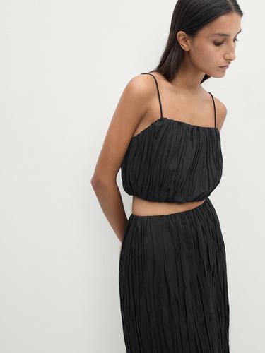 Jupe midi plissée - Noir de Zara