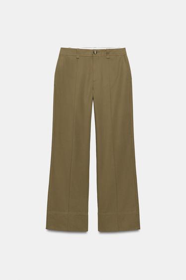 STRAIGHT-LEG TROUSERS WITH SEAM DETAIL - Khaki by Zara