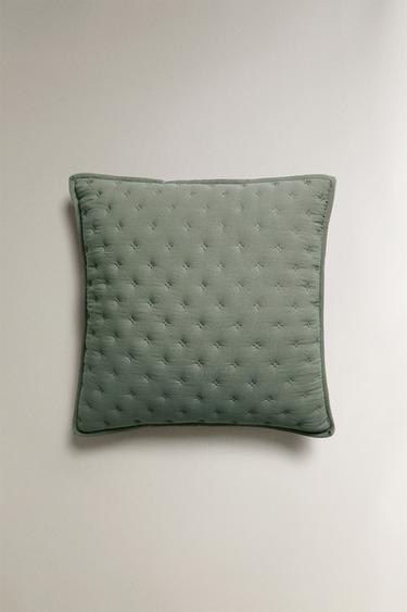 Zara QUILTED DOTTED PILLOW SHAM FOR QUILT - Green / Blue