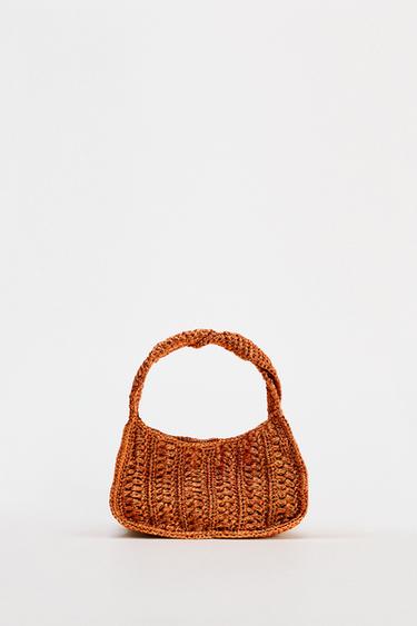 BRAIDED HANDBAG WITH RHINESTONES - Orange by Zara