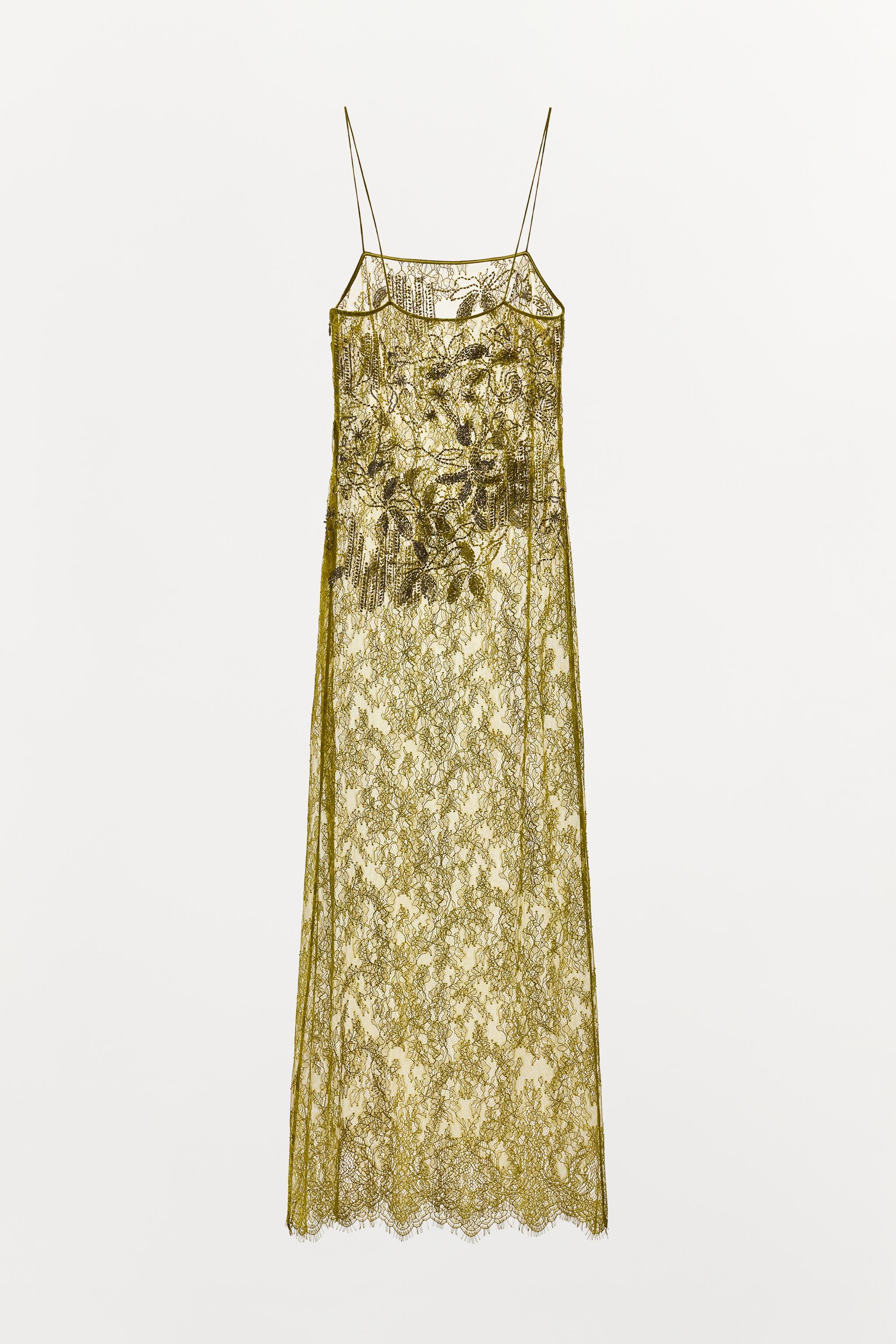 EMBROIDERED BEADED LACE DRESS