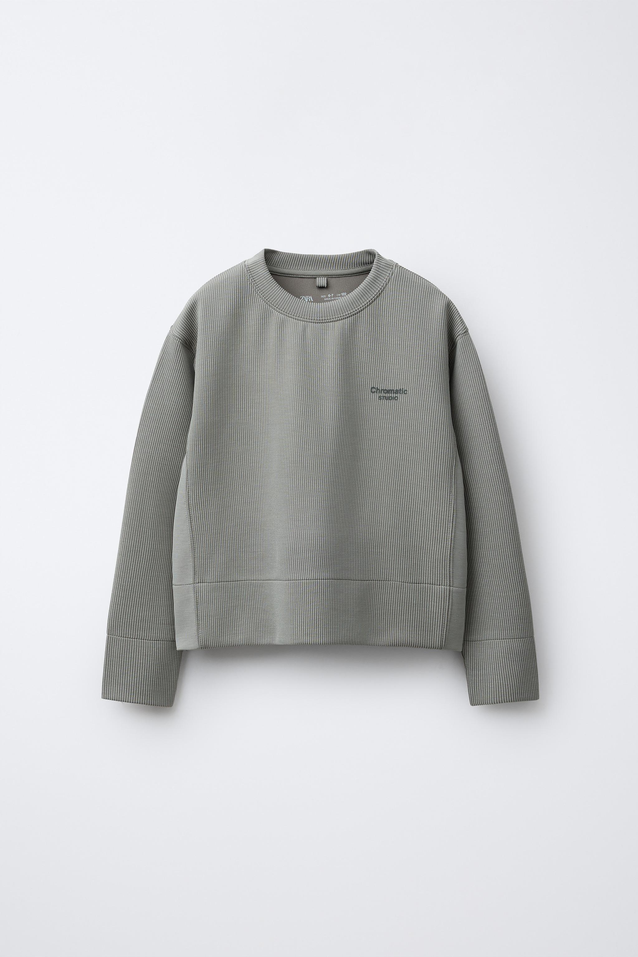 RIB TEXT SWEATSHIRT WITH MODAL - Gray | ZARA United States