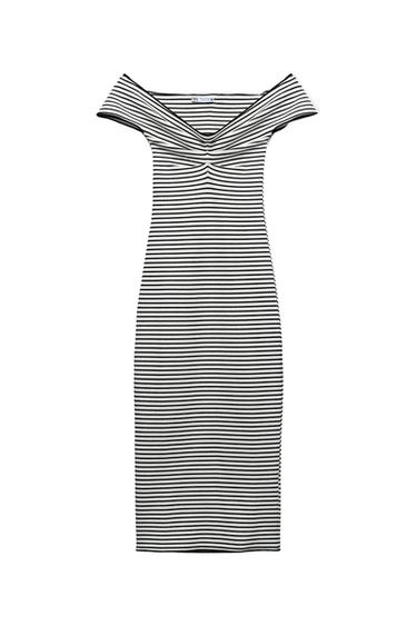 STRIPED STRETCH KNIT DRESS