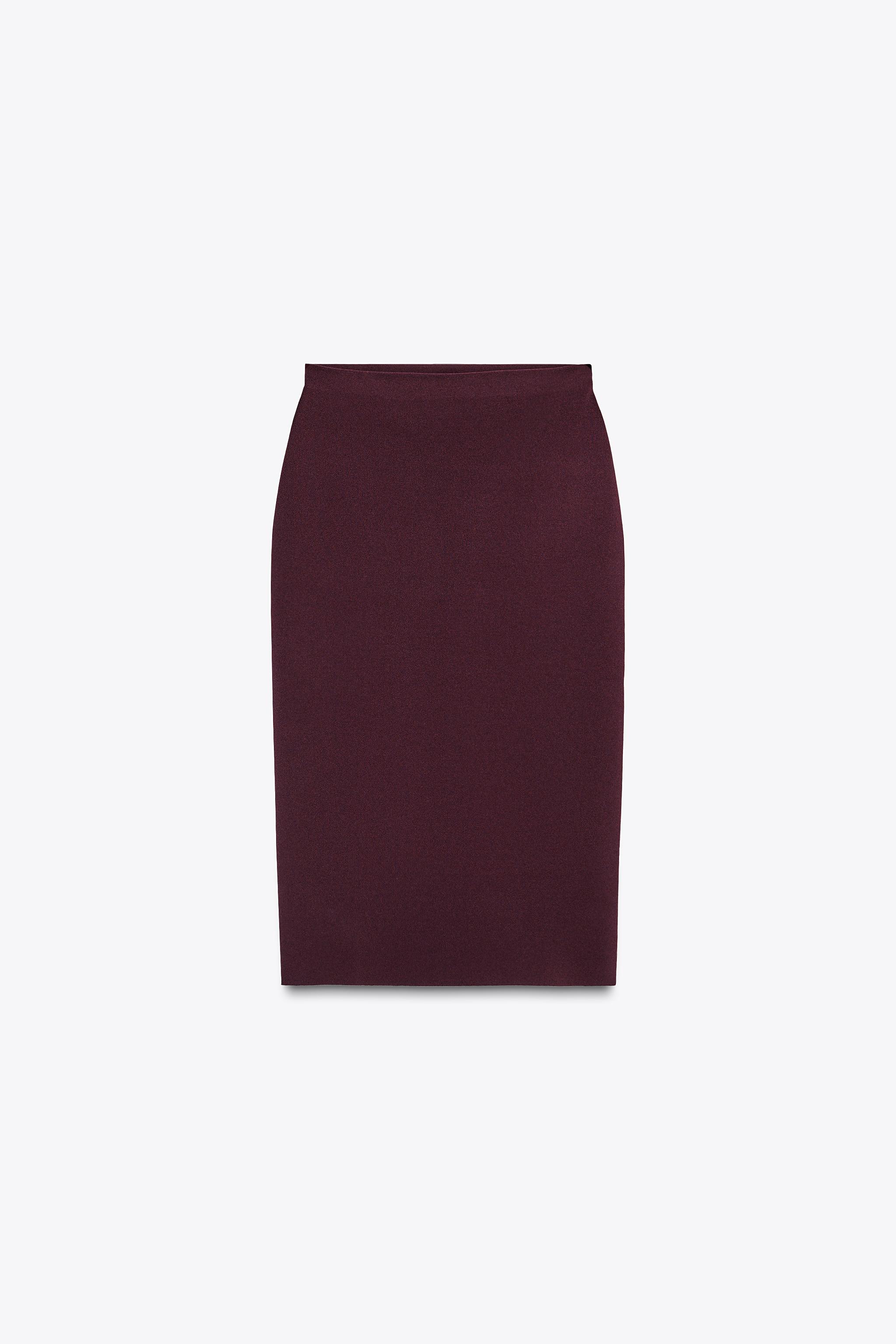 プレーン ニット ミディスカート - エンジ | ZARA Japan / 日本