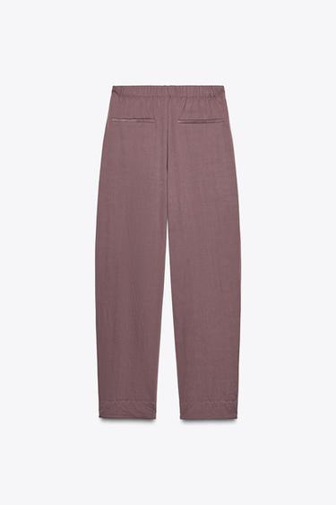 PANTALON NYLON BOUTON BAS - Rose foncé de Zara - Image 6