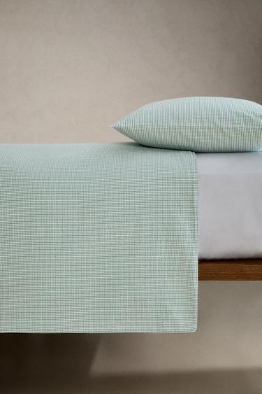 CHECK SEERSUCKER DUVET COVER - Green by Zara - Image 2