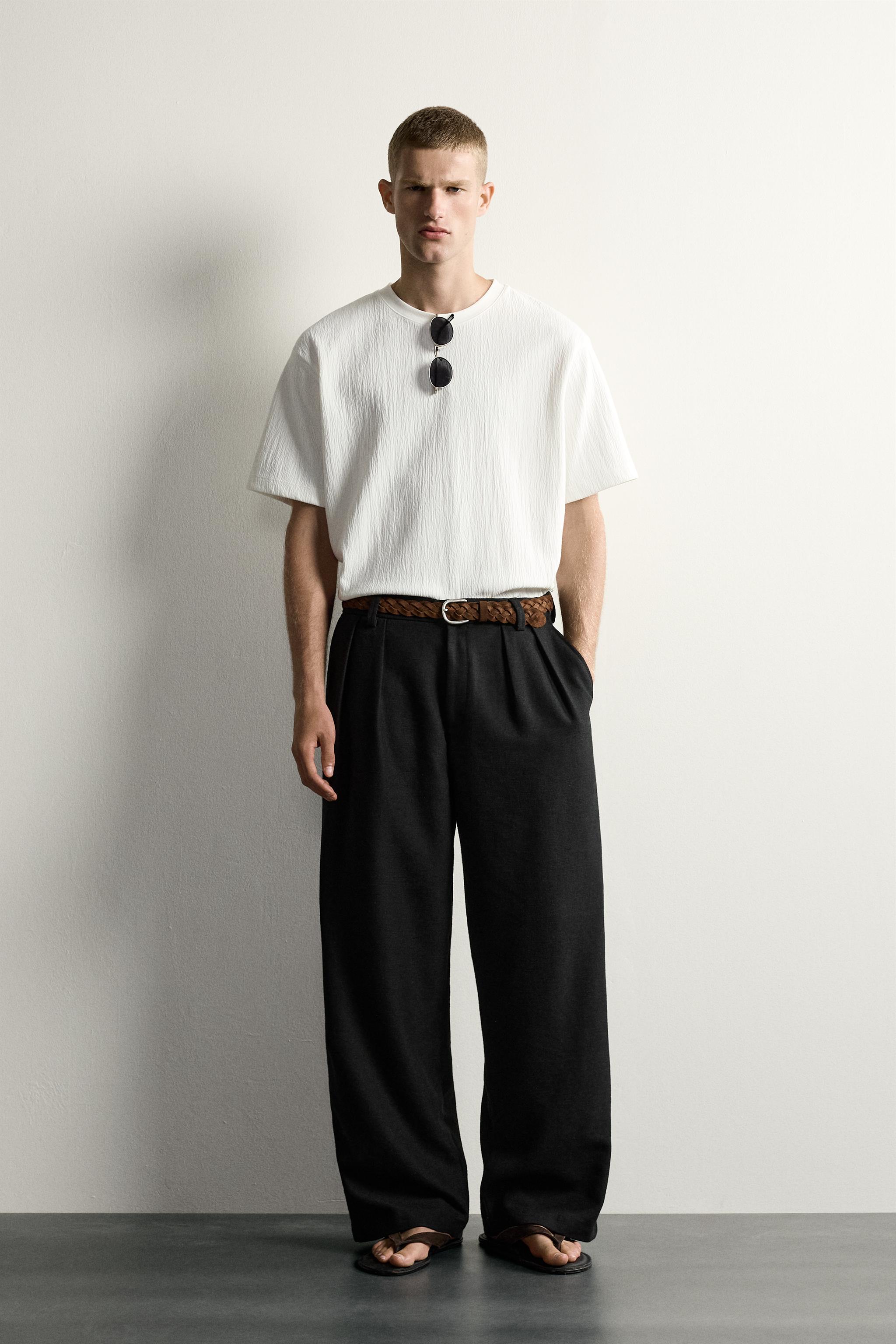 Zara DOKULU RELAXED FIT T-SHIRT