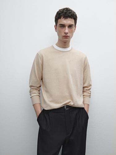 Zara Cotton blend knit sweater - Beige