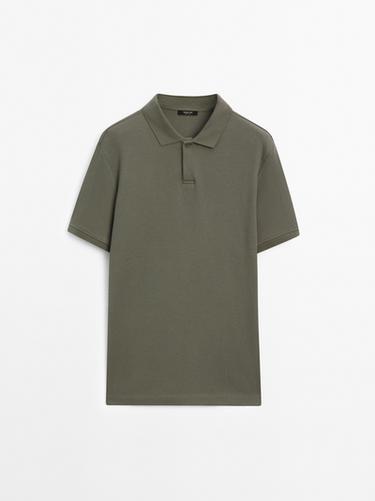 Zara Short sleeve micro-textured polo shirt - Mint Green
