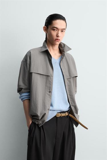 RELAXED FIT TECHNICAL SHIRT - Blue grey by Zara