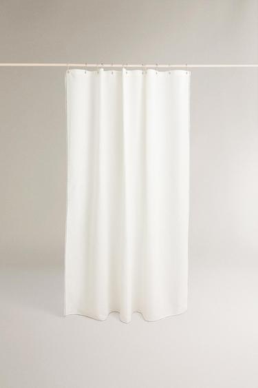SHOWER CURTAIN WITH TOPSTITCHING - Oyster-white by Zara