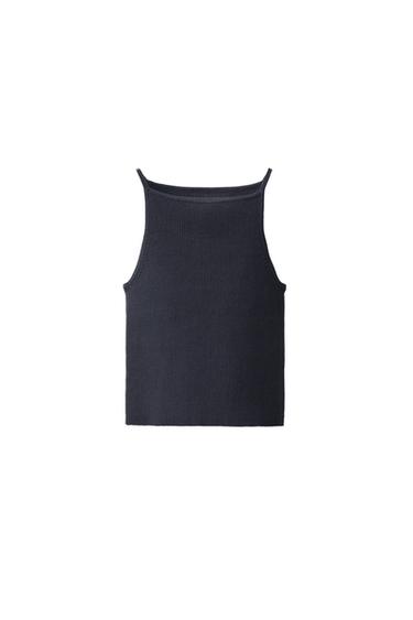 توب بحياكة محززة - رمادي أنثراسايت الخاص بـ Zara