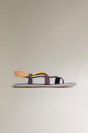 STRAPPY LEATHER SANDALS - Two-tone by Zara - Image 2