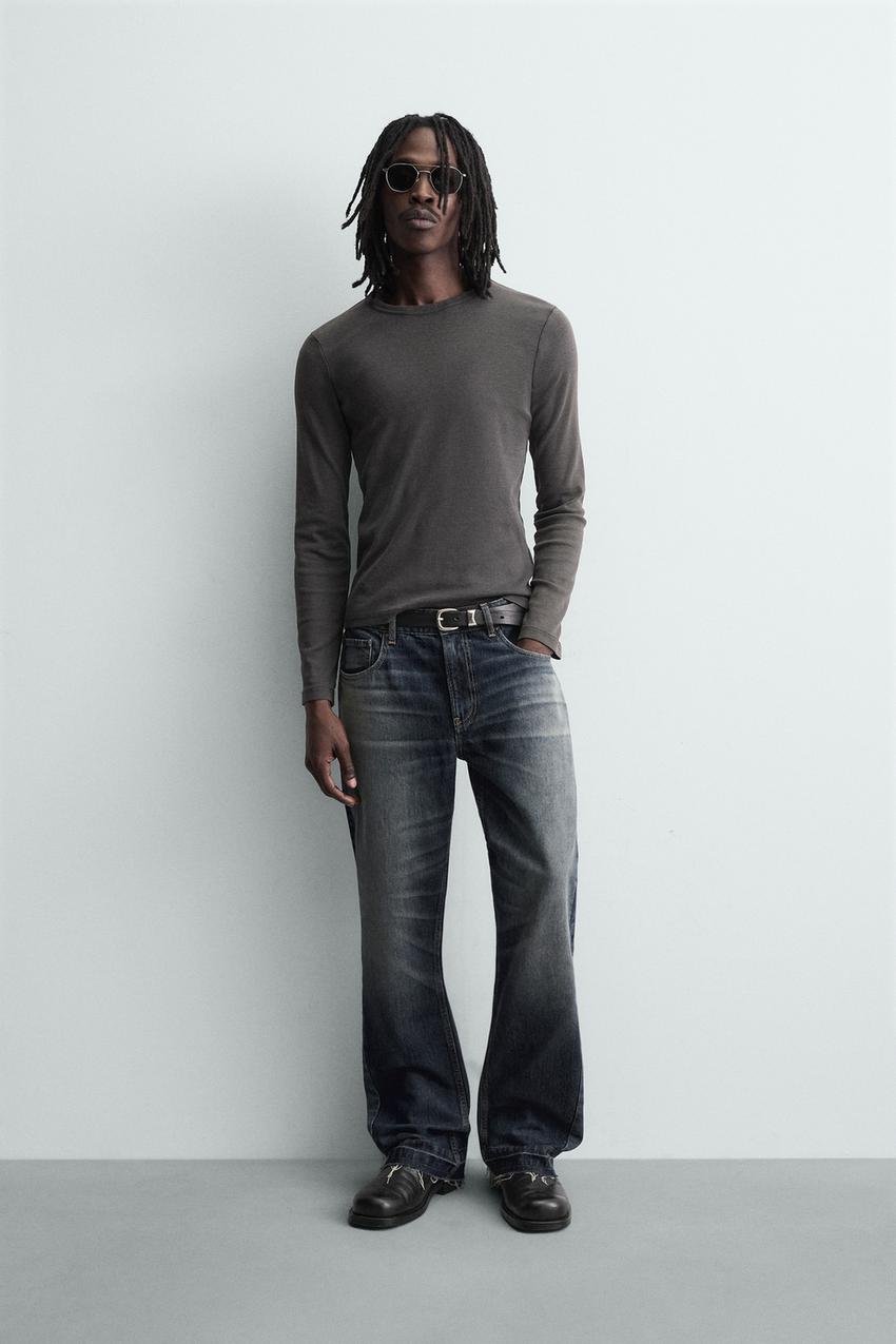 ZARA （38） フレアフィットデニムブラック美脚ジーンズ フレア 
