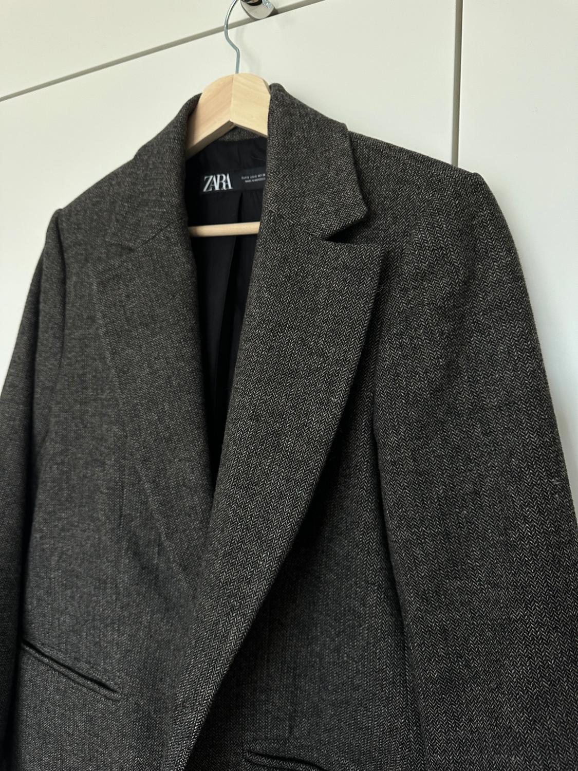HERRINGBONE WOOL BLEND STRAIGHT BLAZER - Image 3