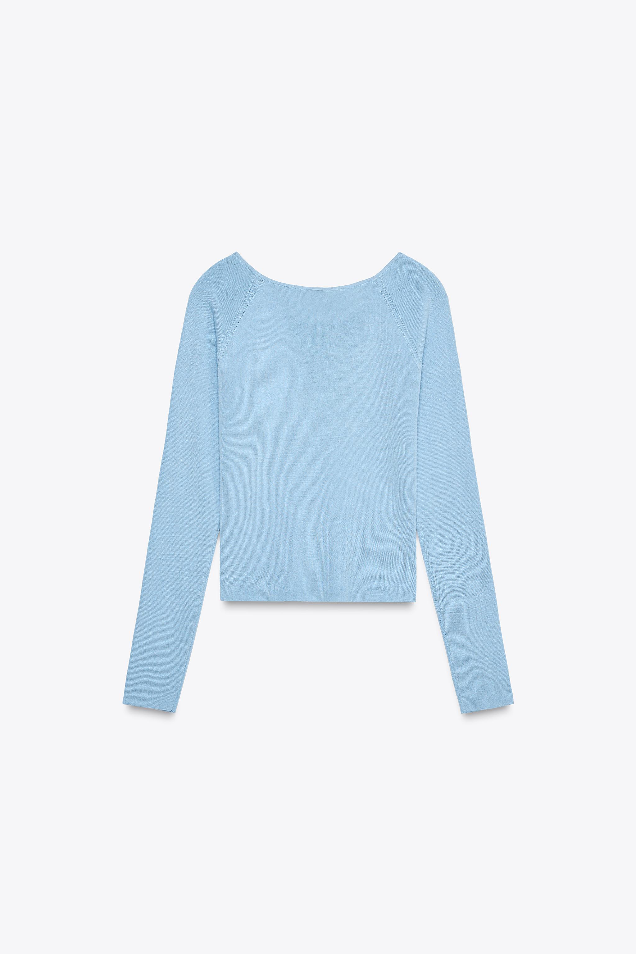 RUCHED KNIT TOP - Blue | ZARA United States RUCHED KNIT TOP - Blue | ZARA United States