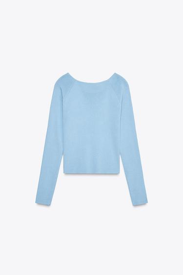 GATHERED KNIT TOP - Blue by Zara - Image 3