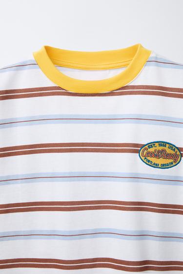 STRIPED T-SHIRT WITH EMBROIDERY - Multicoloured by Zara - Image 2