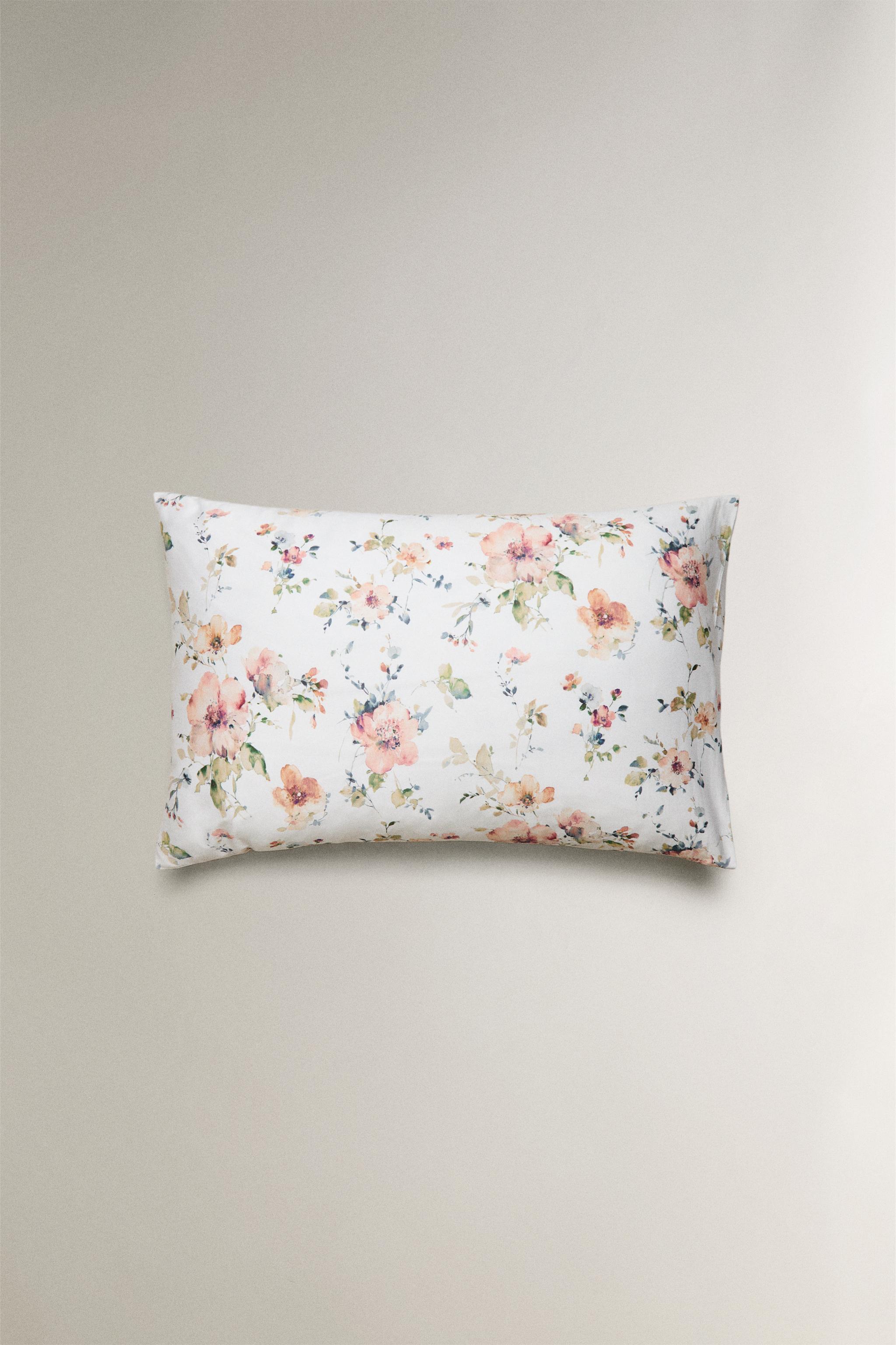 TAIE D’OREILLER SATIN FLEURS SAUVAGES (300 FILS)