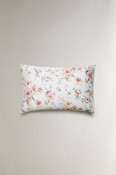 WILD FLOWERS SATEEN PILLOWCASE (300 THREAD COUNT) - Light beige by Zara - Image 3