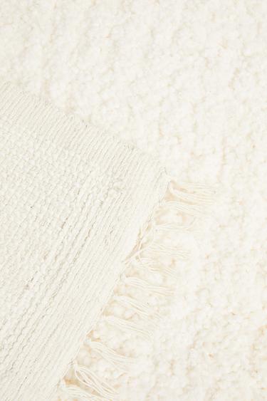 RECTANGULAR TEXTURED COTTON RUG - White by Zara - Image 4