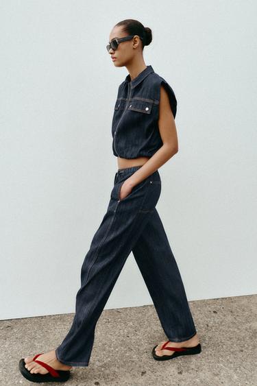 GILET Z1975 EN JEAN EFFET BALLON - Bleu de Zara - Image 3