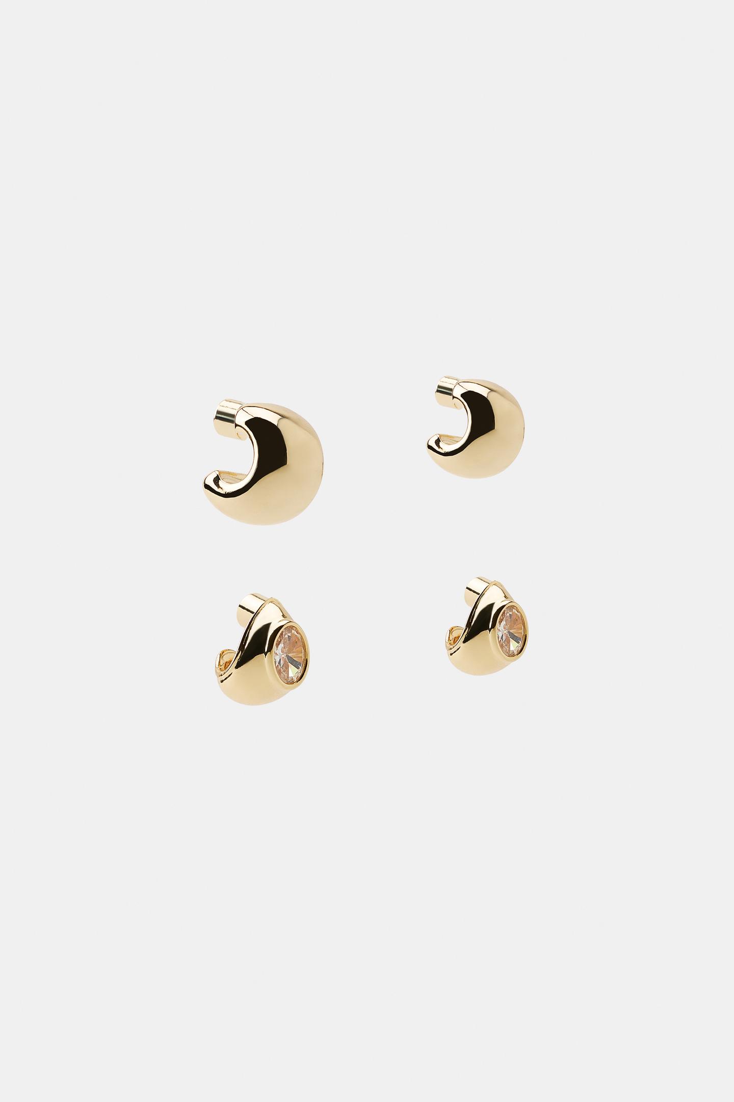 Женские серьги Zara Jewel 2-PACK, цвет: Золотой — фото 3