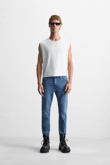 CROPPED SKINNY FIT JEANS - Mid-blue by Zara