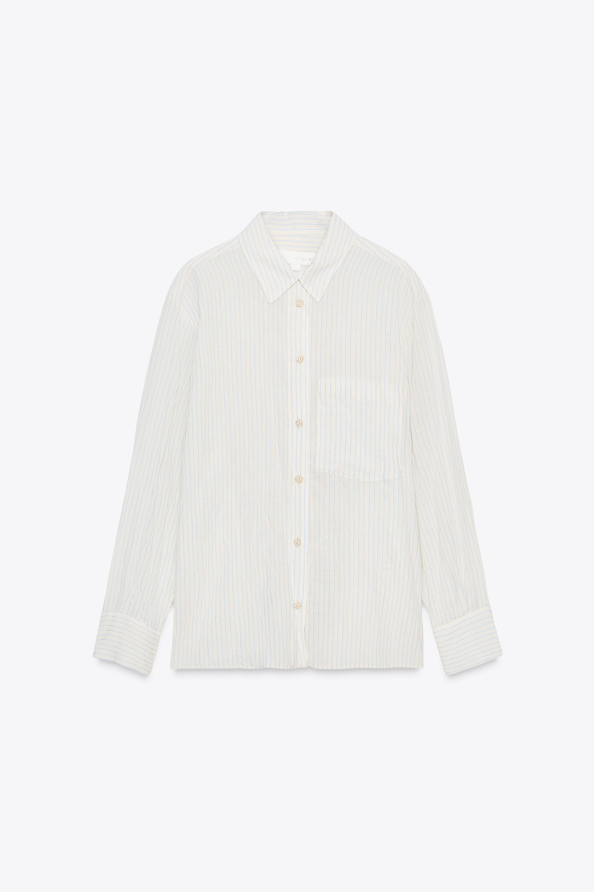 ZW COLLECTION WRINKLED STRIPED SHIRT - Ecru | ZARA United States