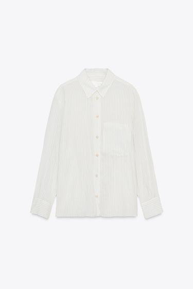 ZW COLLECTION STRIPED CRINKLED SHIRT - Ecru by Zara