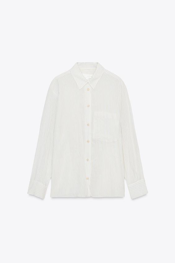 ZW COLLECTION WRINKLED STRIPED SHIRT
