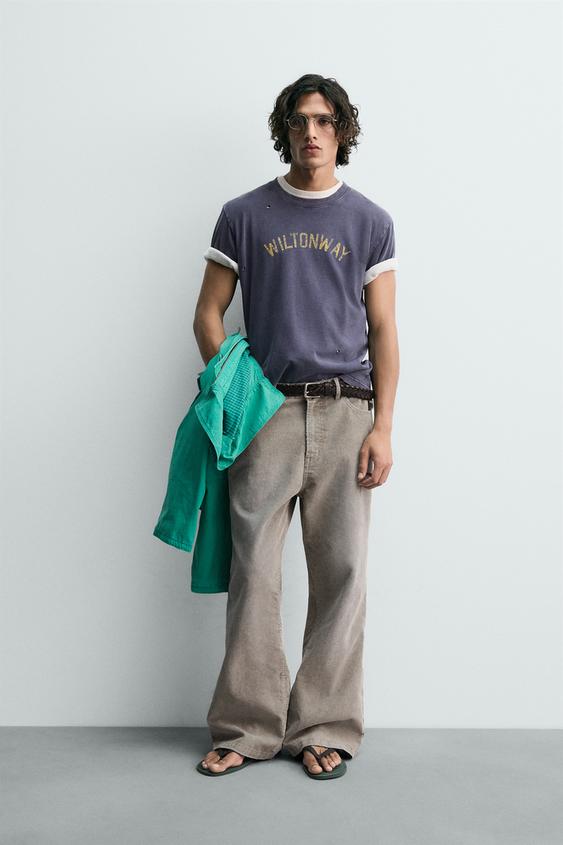 WASHED NUMBER PRINT T-SHIRT