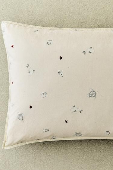 CHILDREN’S SEA PRINT PILLOWCASE - Light lime green by Zara - Image 5