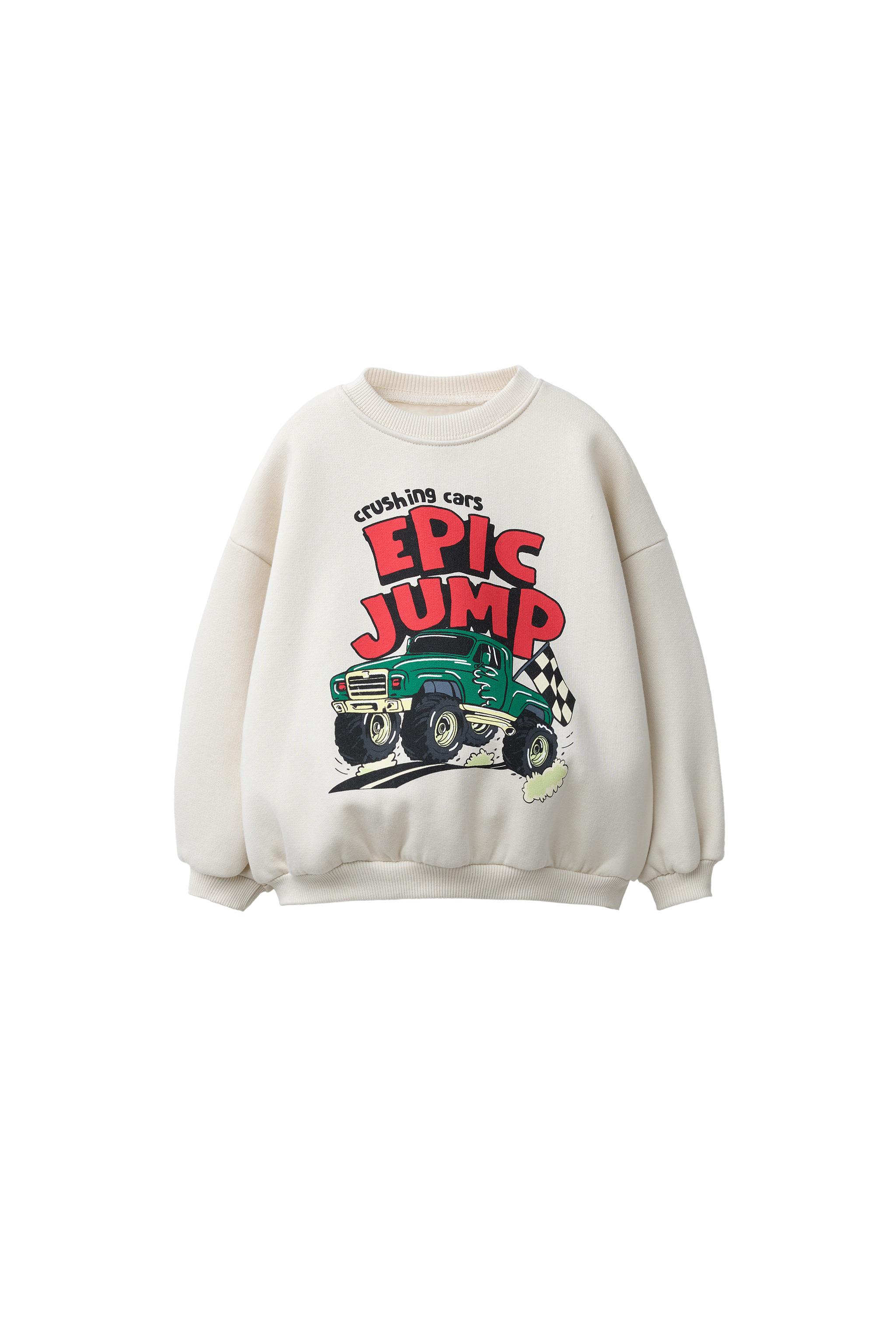 MOLETOM COM ESTAMPA DE CARRO E CAMINHÃO - Cru | ZARA Brasil