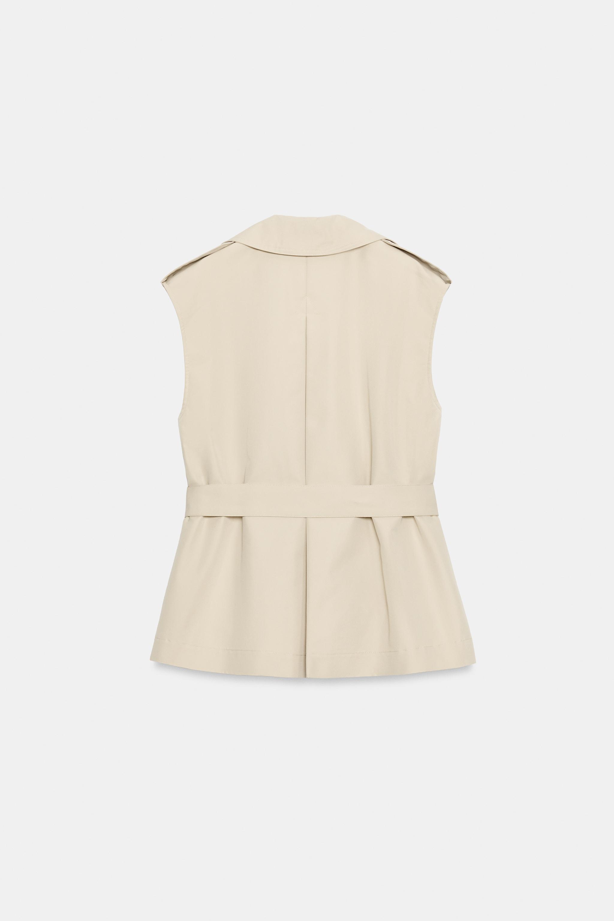 DOUBLE-BREASTED BELTED VEST - Sand / Marl | ZARA United States