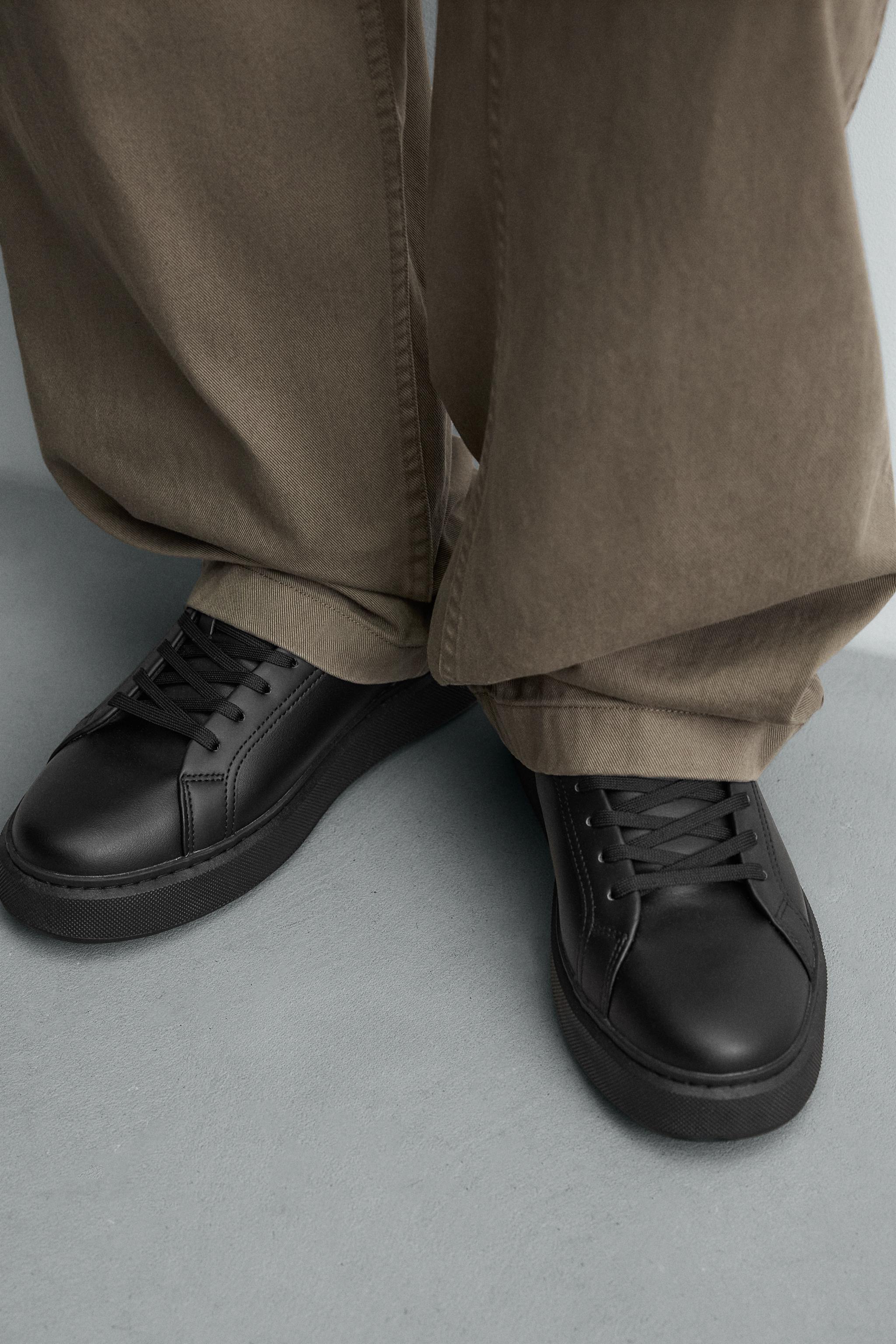 Мужские кроссовки Zara MONOCHROME THICK-SOLED SNEAKERS — фото 3