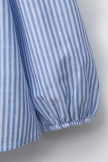 STRIPED SHIRT WITH DOUBLE COLLAR - Blue by Zara - Image 3