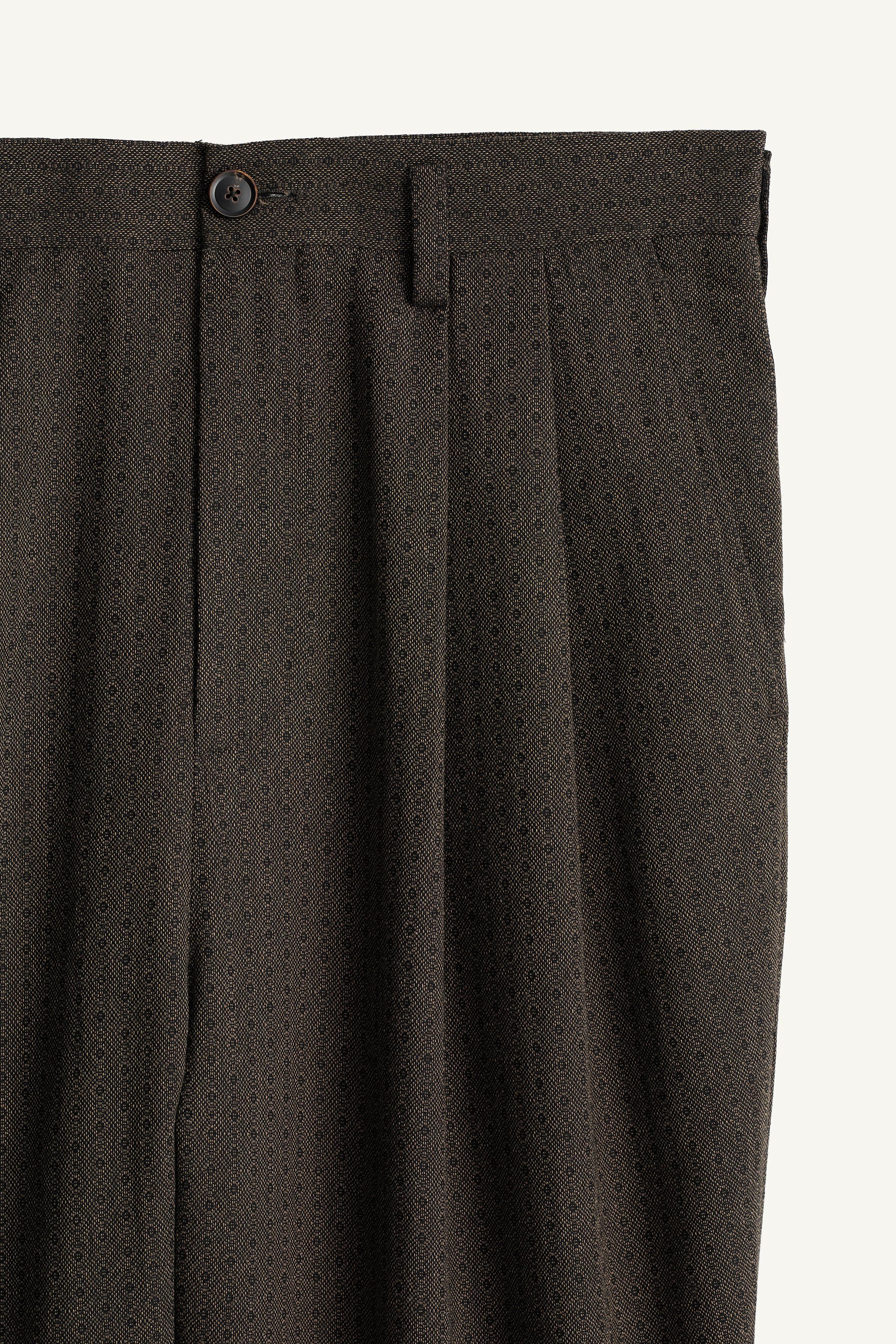 GEOMETRIC JACQUARD PLEATED PANTS