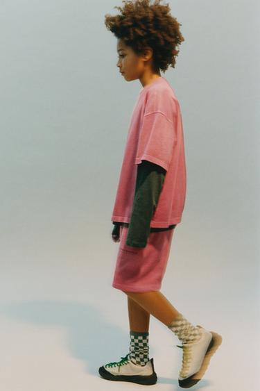 T-SHIRT AND BERMUDA SHORTS SET WITH SLOGAN - Red by Zara