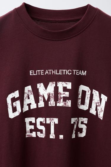 SLOGAN PRINT JOGGING T-SHIRT - Burgundy de Zara - Image 2