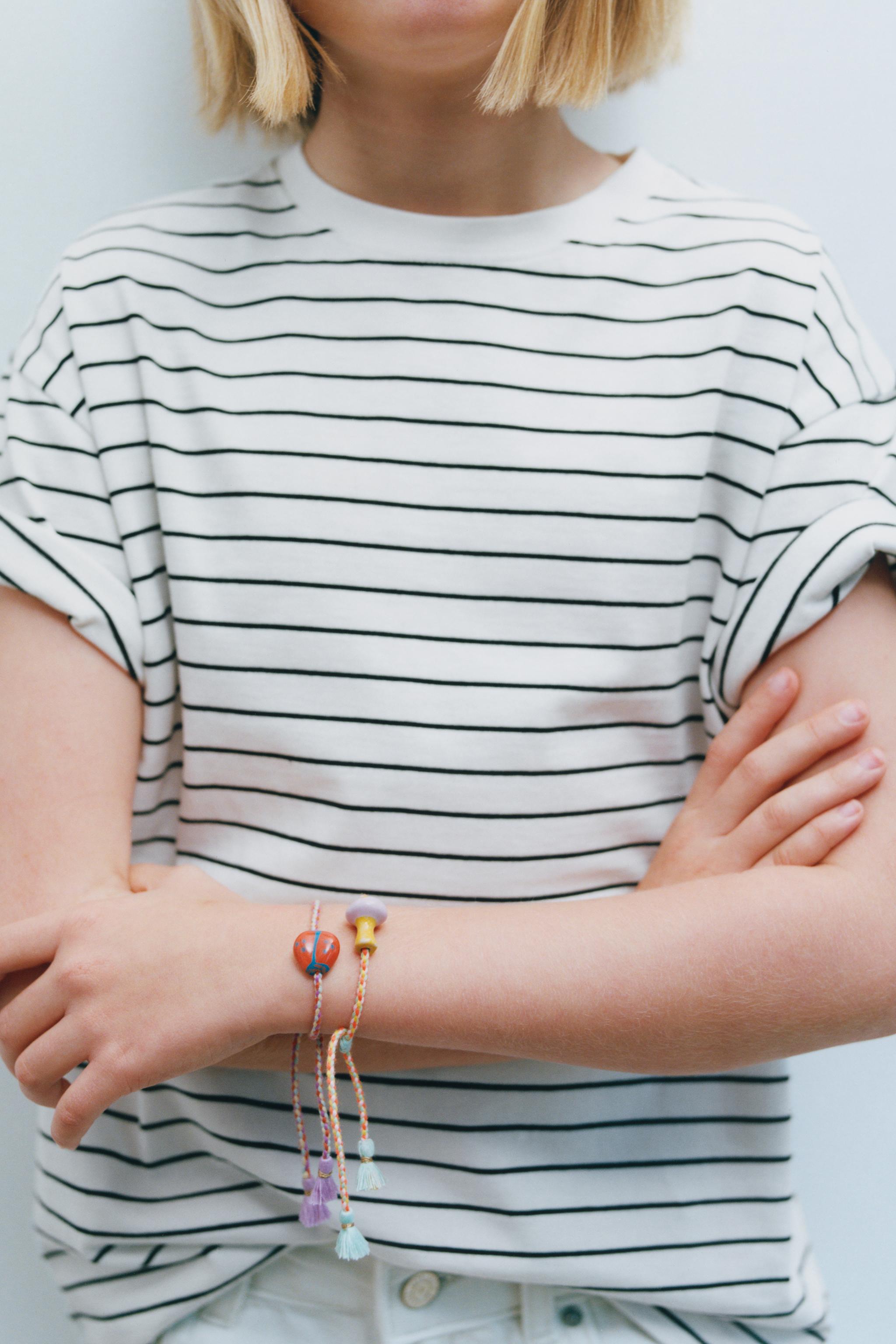 PACK OF THREE CORD BRACELETS WITH CERAMIC - Multicolored