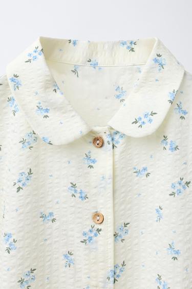 AGES 6-14/ SEERSUCKER FLORAL SHIRT AND BERMUDA PYJAMAS - Ecru by Zara - Image 5