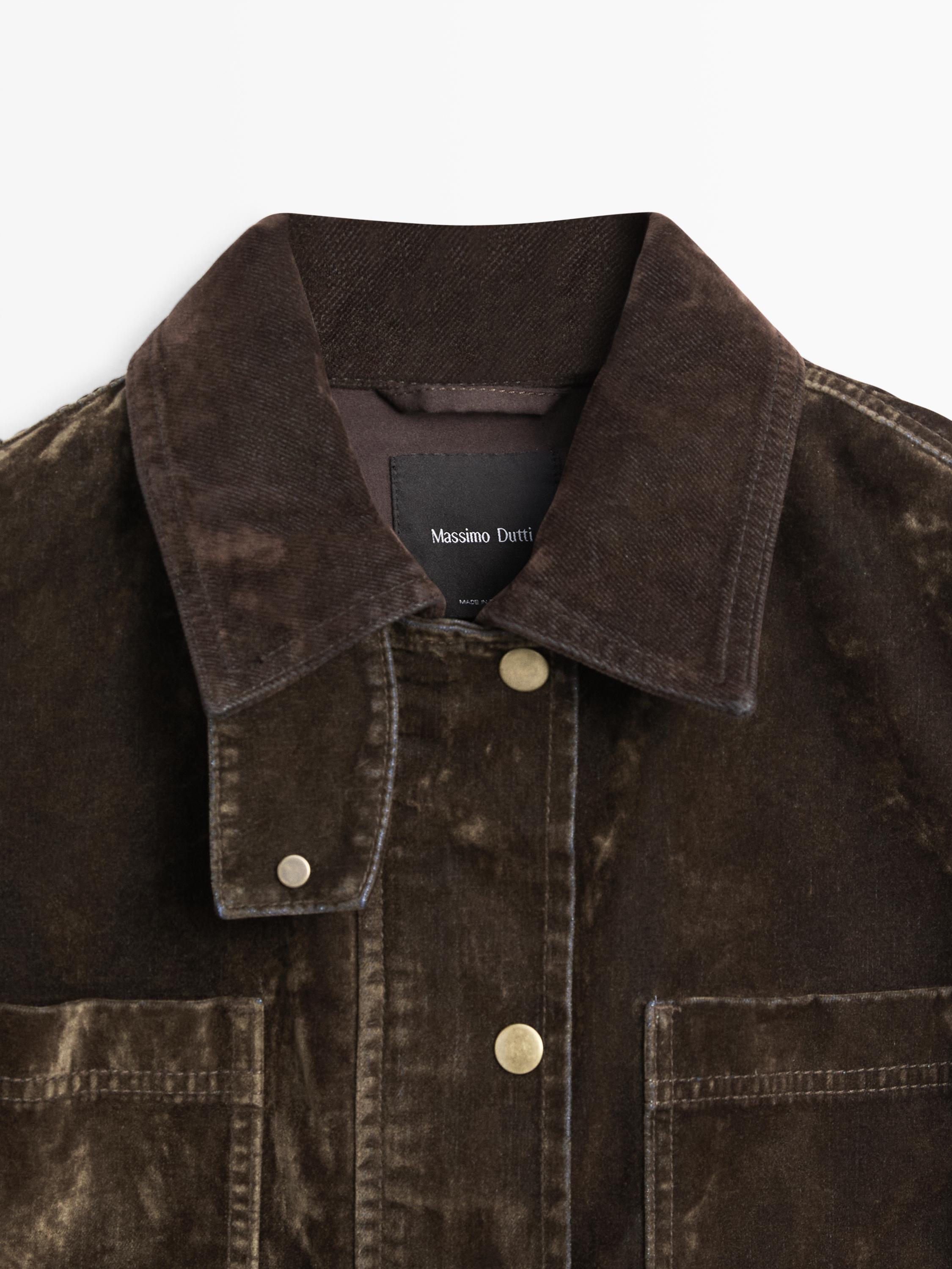 Flocked denim jacket with collar detail