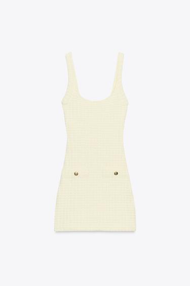 Zara STRETCH SHORT DRESS - Light yellow