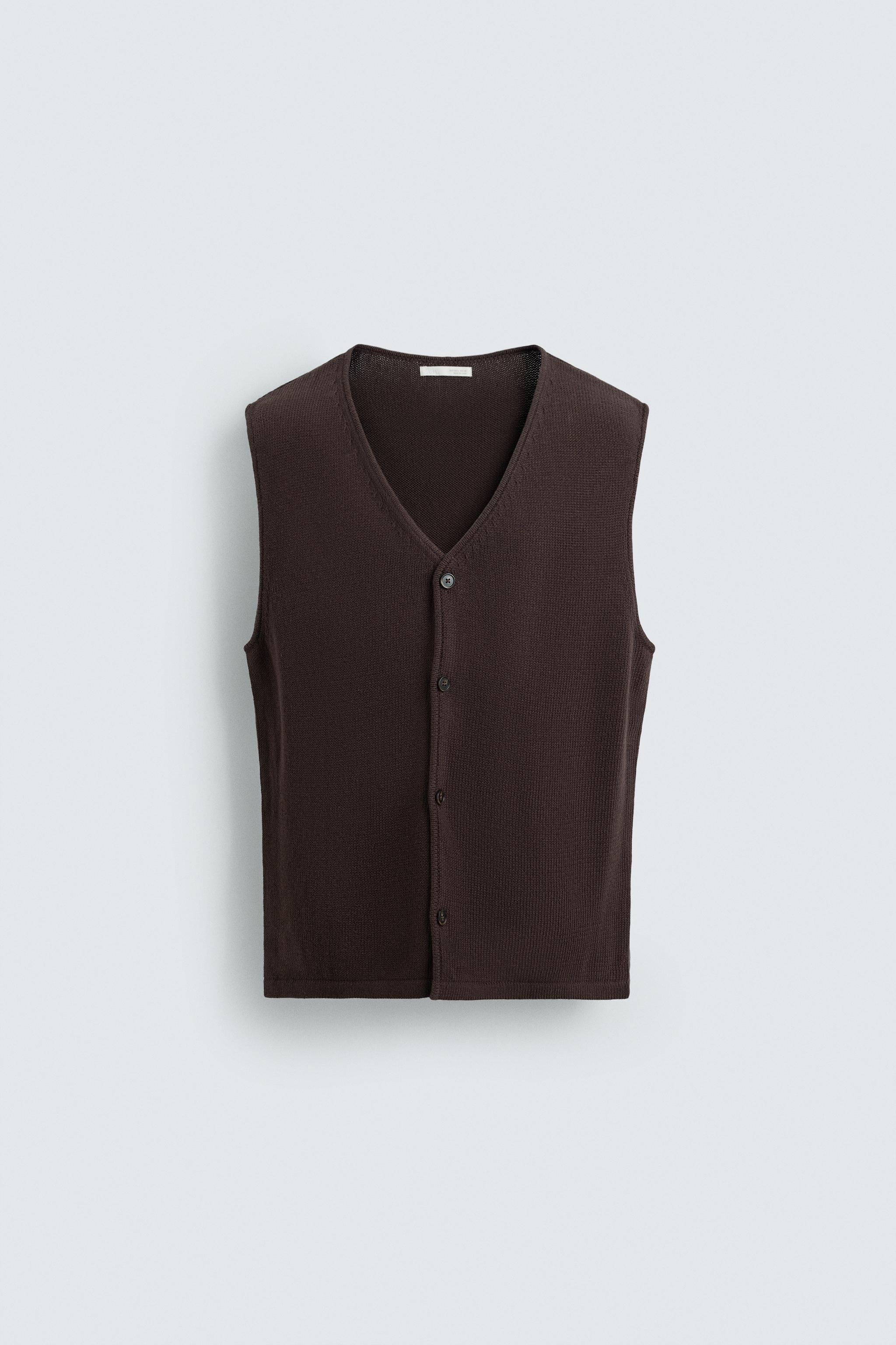 COTTON KNIT VEST - Brown | ZARA Canada