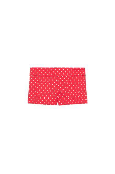 Zara POLKA DOT MINI SHORTS - Red / White