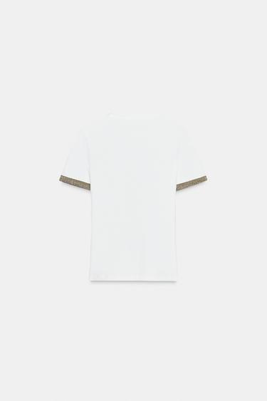 T-SHIRT FIL MÉTALLISÉ - Blanc de Zara - Image 4