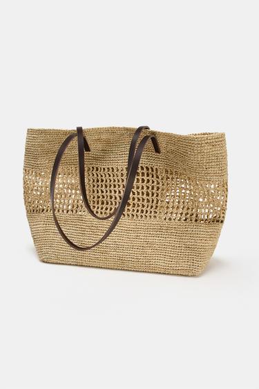 SAC SHOPPER EN RAFIA - Beige clair de Zara - Image 3