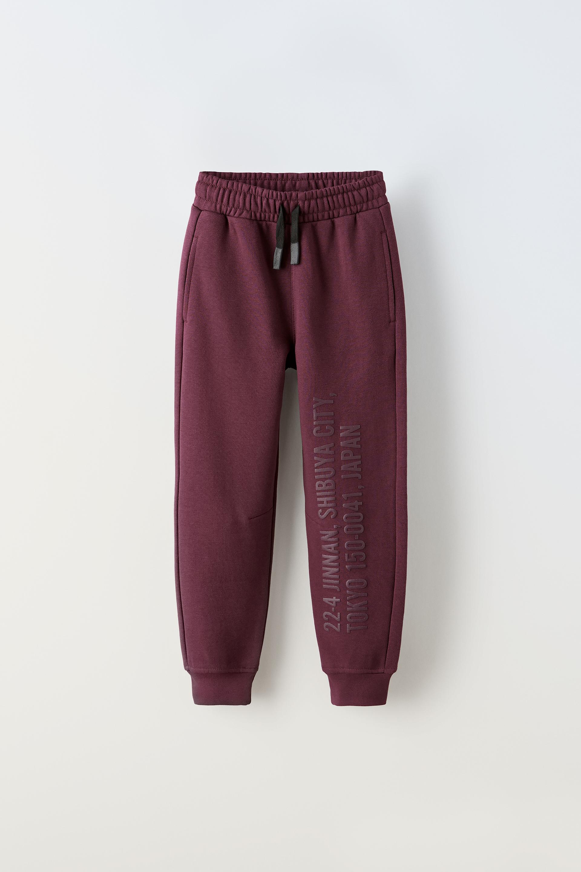 TEXT DETAIL PLUSH PANTS - Maroon