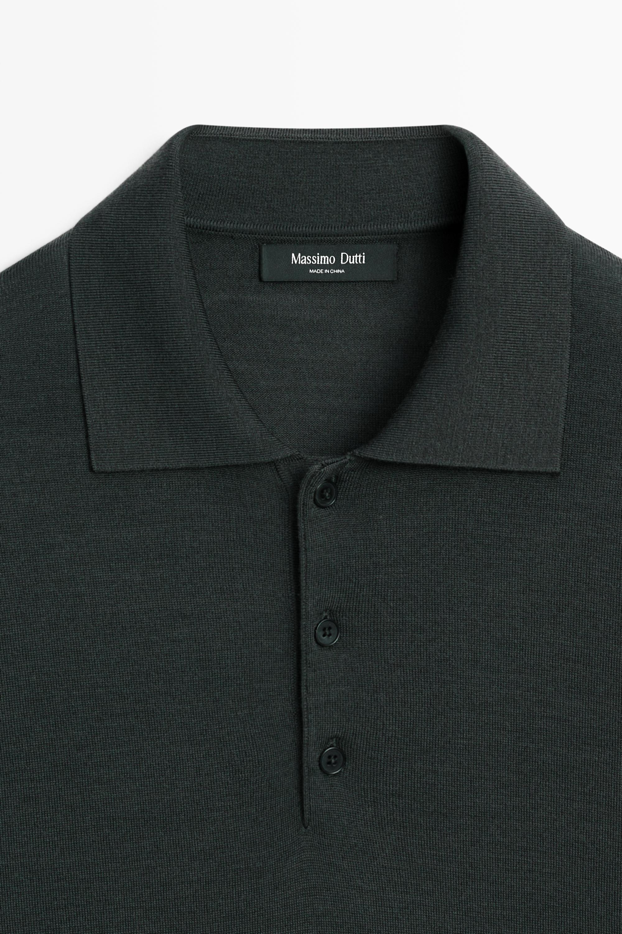 Wool blend knit polo shirt